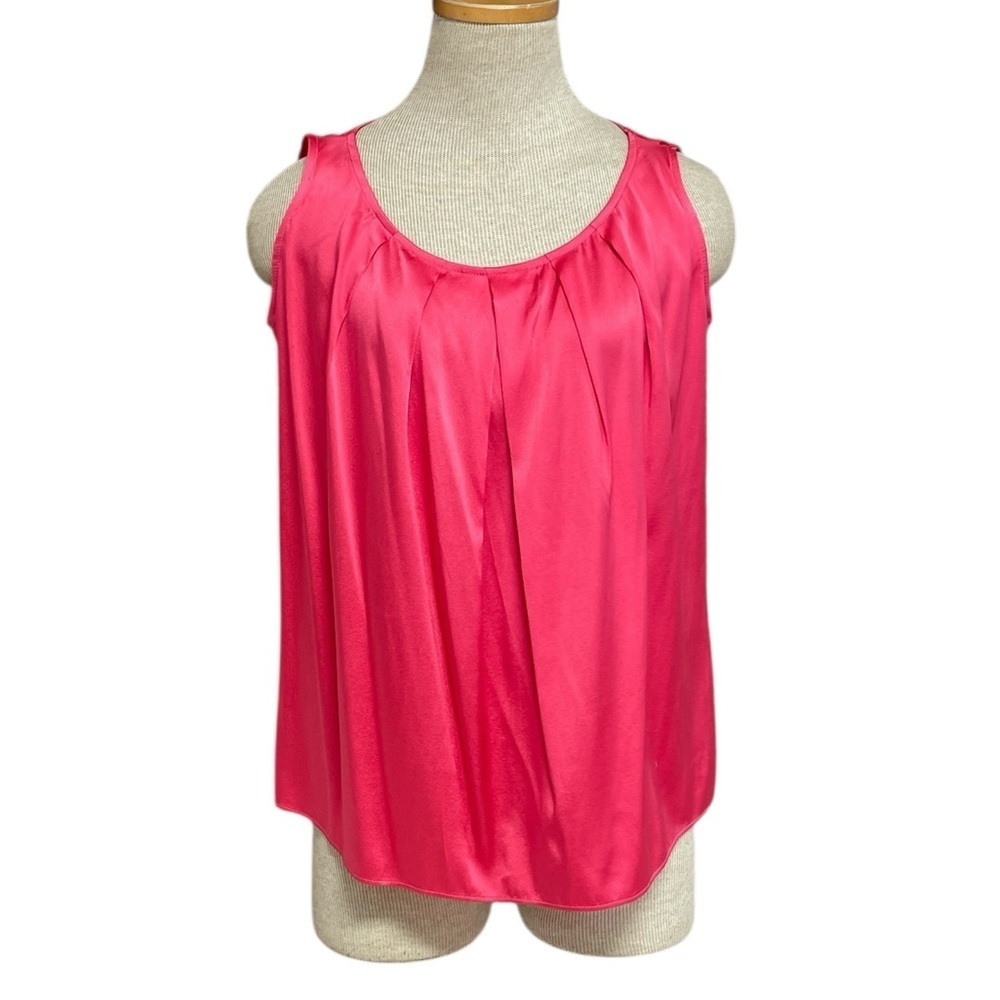 St. John Tank Vibrant Pink Sleeveless Top Silk Scoop Neck Size Small